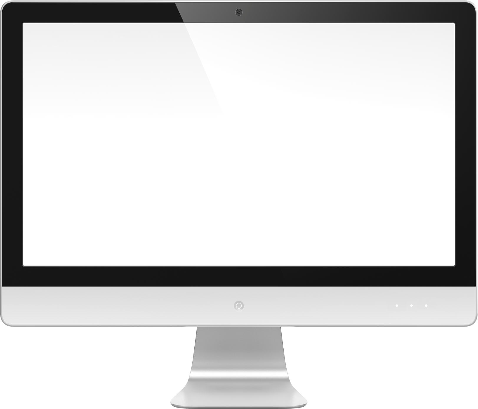 Computer Monitor with White Blank Screen Isolated on White Background.